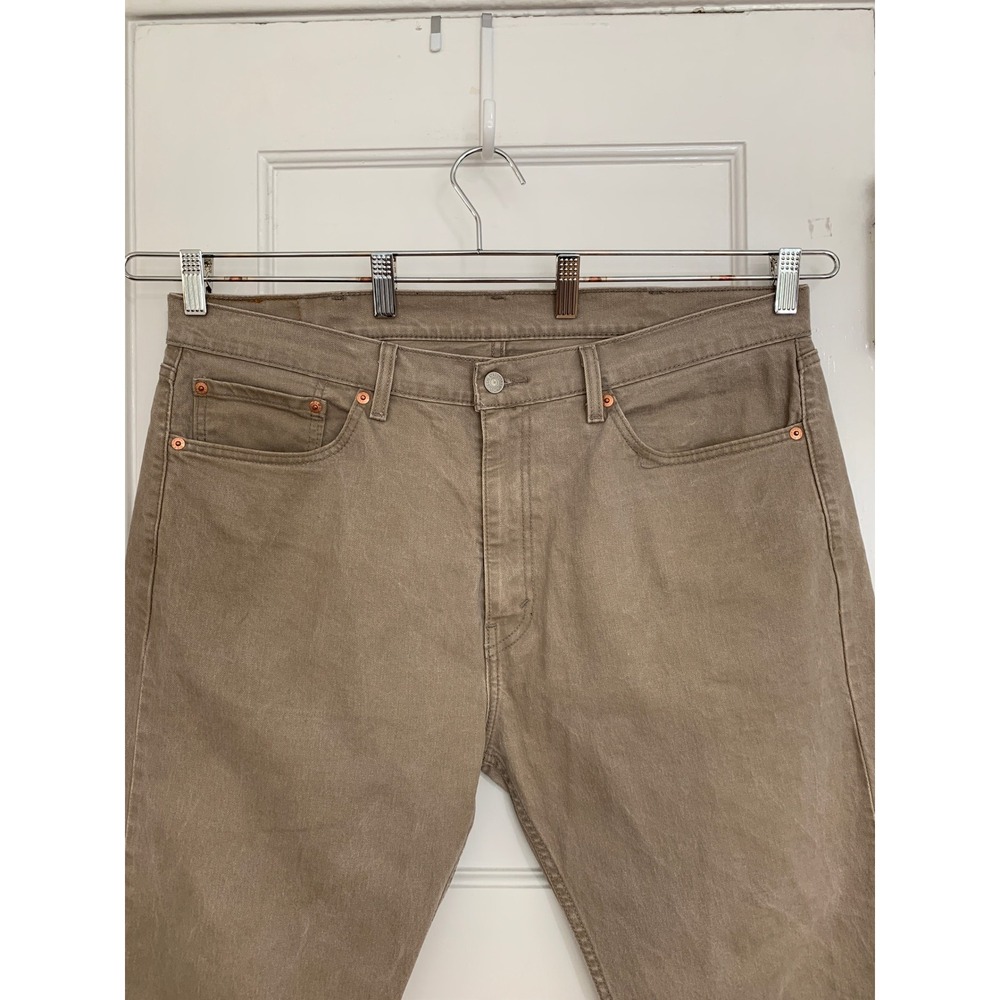 Levis 505 Jean Mens 38x32 Beige Tan Regular Fit Straight Leg Cotton Denim Pants - Picture 2 of 16